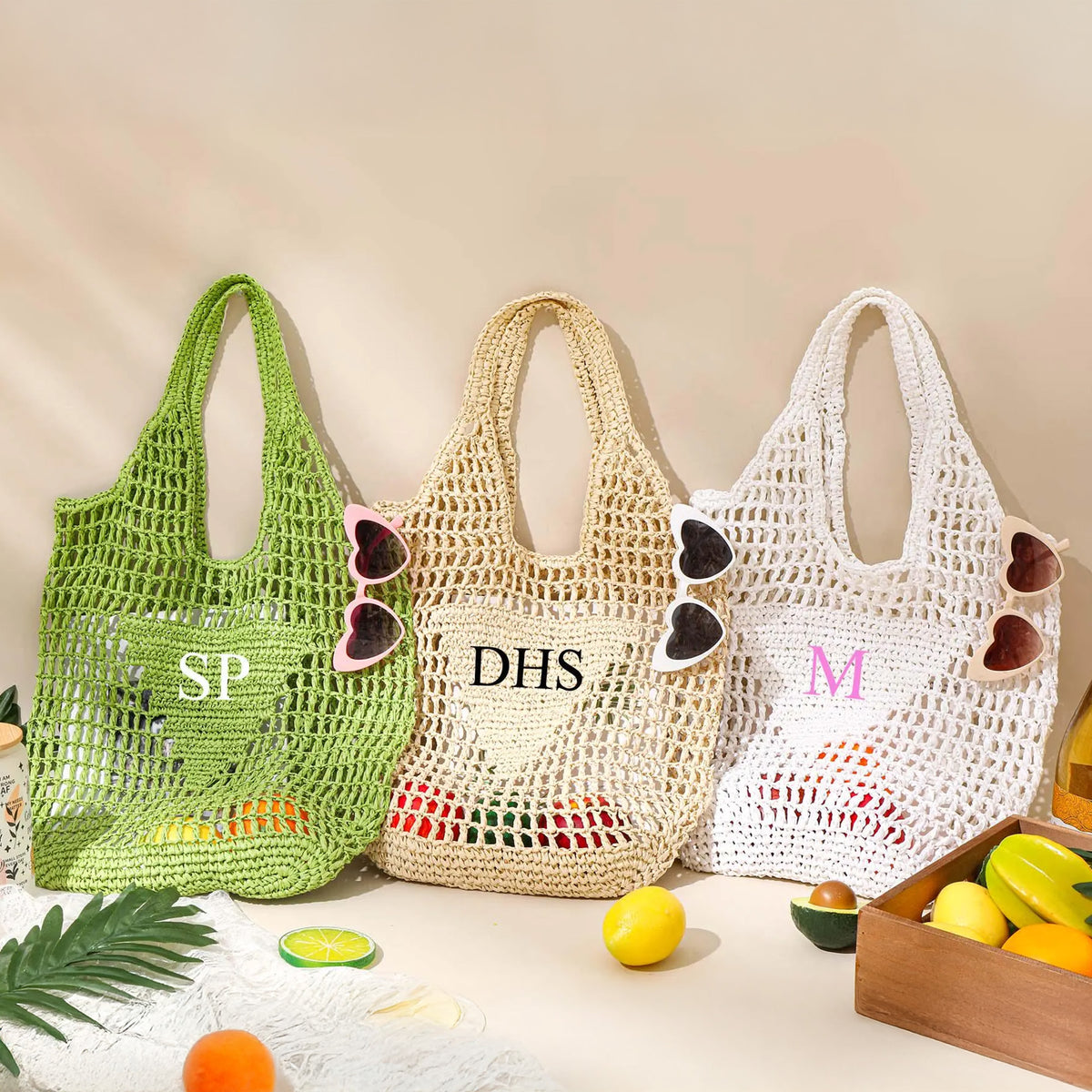 Custom Initials Beach Straw Bag - Summer Gift For Women, Mother's Day, Wife, Girlfriend HO82 902040