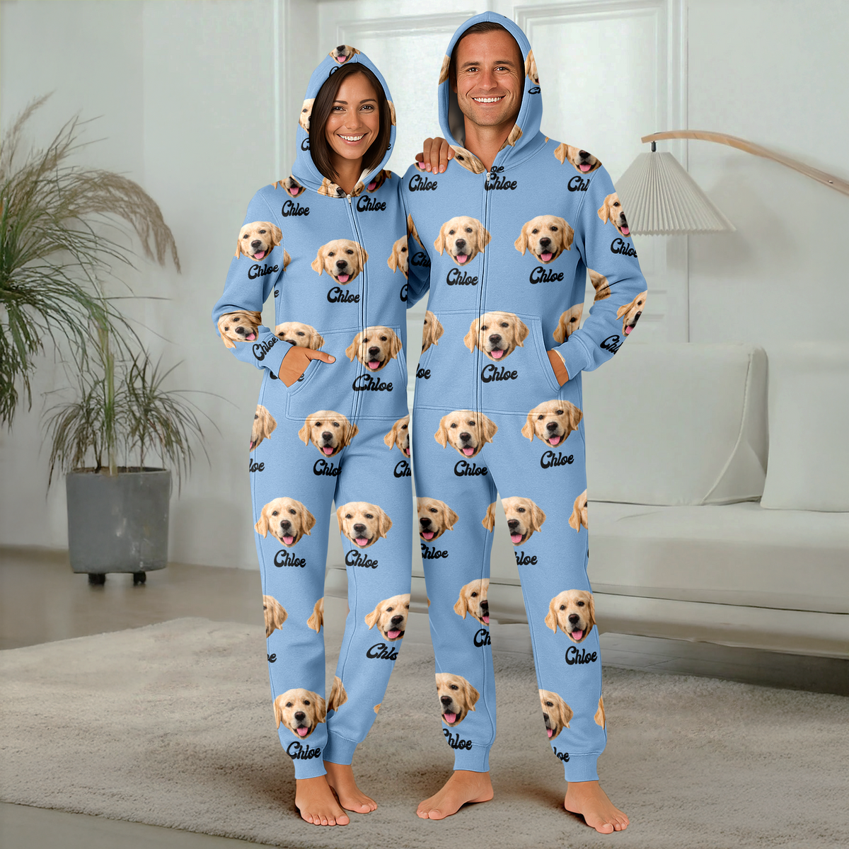 Custom Pet Face & Name Onesie Pajamas Christmas Gift For Pet Lovers TH10 171053