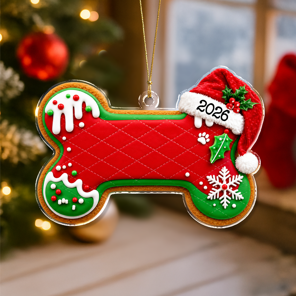 Custom Dog Bone Gingerbread Christmas Acrylic Ornament Gift For Dog Lovers TH10 170687