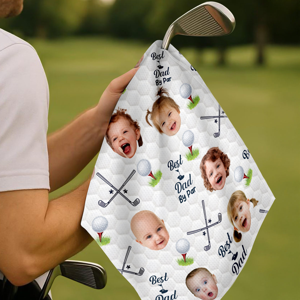 Custom Photo Best Grandpa By Par Golf Towel Gift For Dad, Grandpa, Golf Lover HO82 902168
