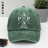 Personalized Papa's Cap With Children's Names And Birth Years Washed Denim Baseball Cap Father's Day Gift HA75 921270