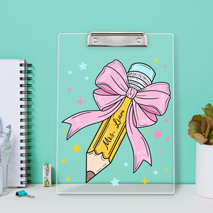 Custom Teacher Name Pencil Pink Bow Teacher Clipboard Appreciation Gift For Teacher CH07 896212