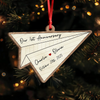Personalized Paper Airplane Anniversary Wooden Ornament, Christmas Keepsake Gift For Couples LM32 670061
