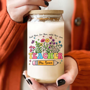 Personalized Glass Can With Lid Teacher Appreciation Gift, Back To School Gift CH07 896158