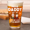 Custom Photo Proud Daddy of Little Heroes - Father's Day Personalized Gifts Custom Beer Glass for Dad, Superhero Lovers HO82 894058