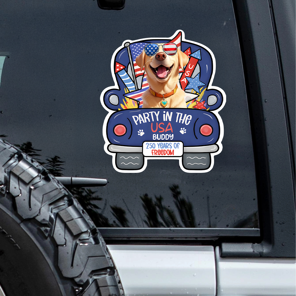 Personalized Pawty In The USA 250 Years Of Freedom Car Window Decal Sticker TH10 169435