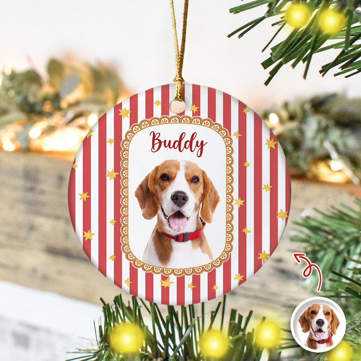 Custom Pet Photo Vintage Ceramic Ornament Gift For Pet Lovers LM32 669755