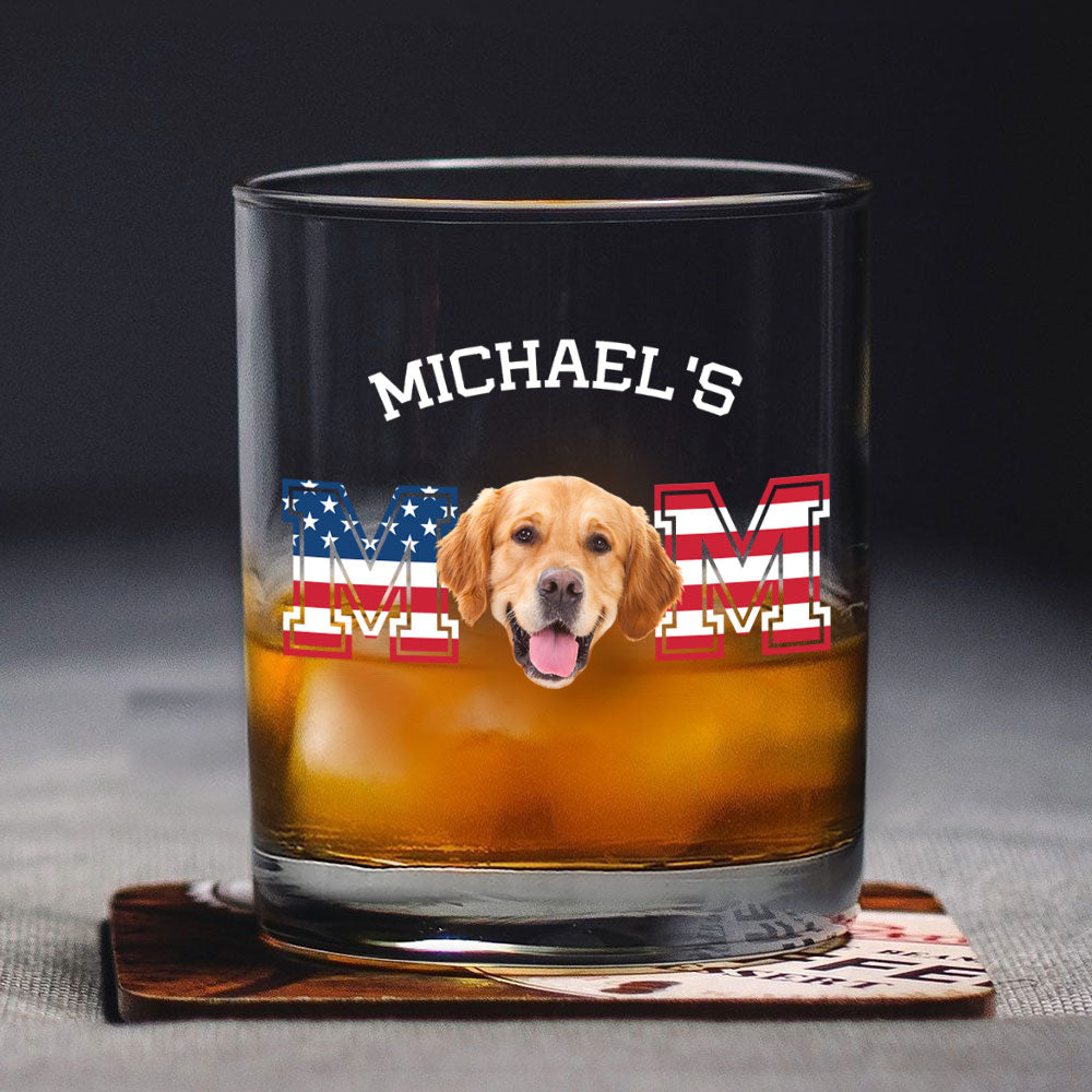 Custom Photo Dog - Dog Dad US Flag Whiskey Glass HA75 892406