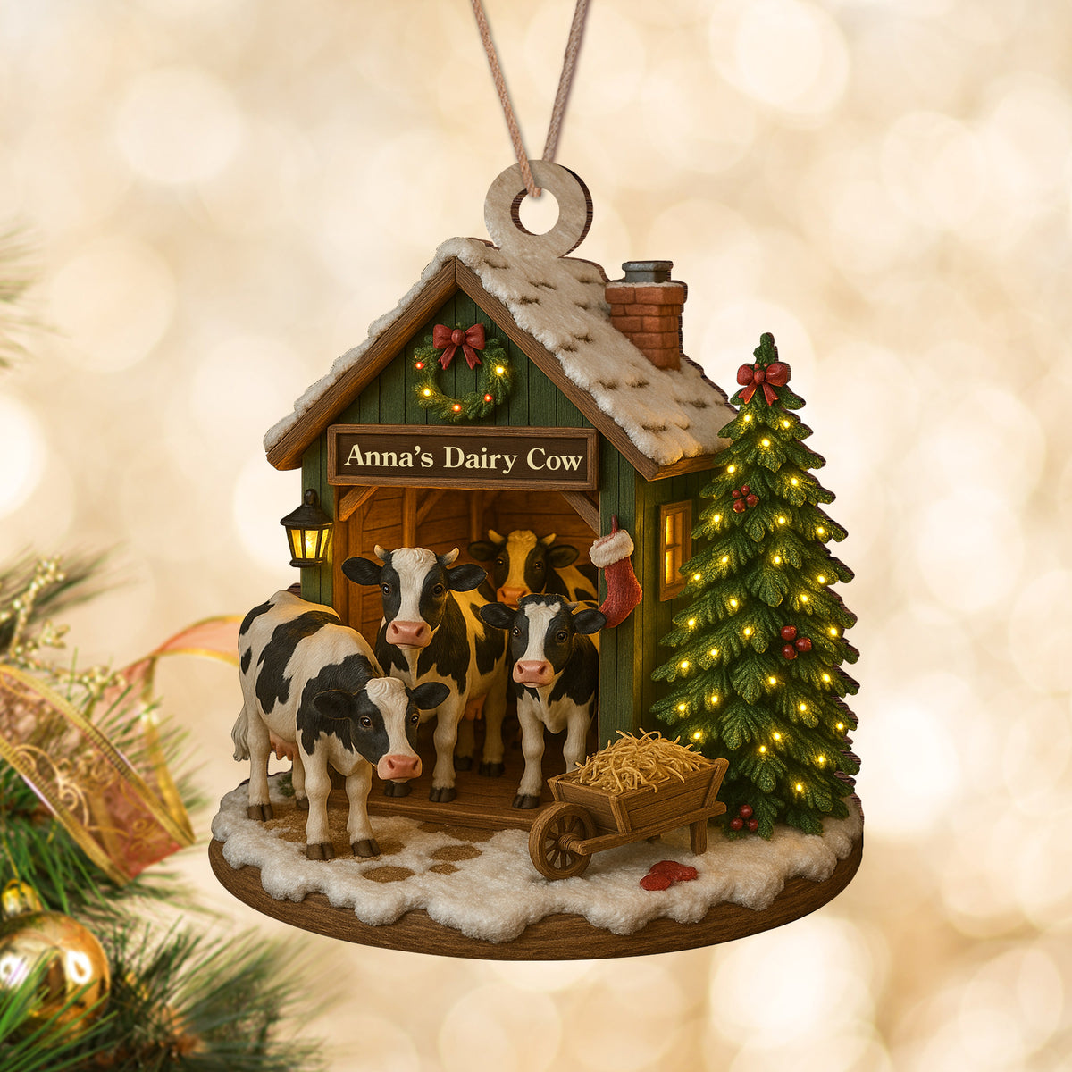 Custom Wood Ornament Gifts For Women, Men - Moo Love, Moo Christmas LM32 895553