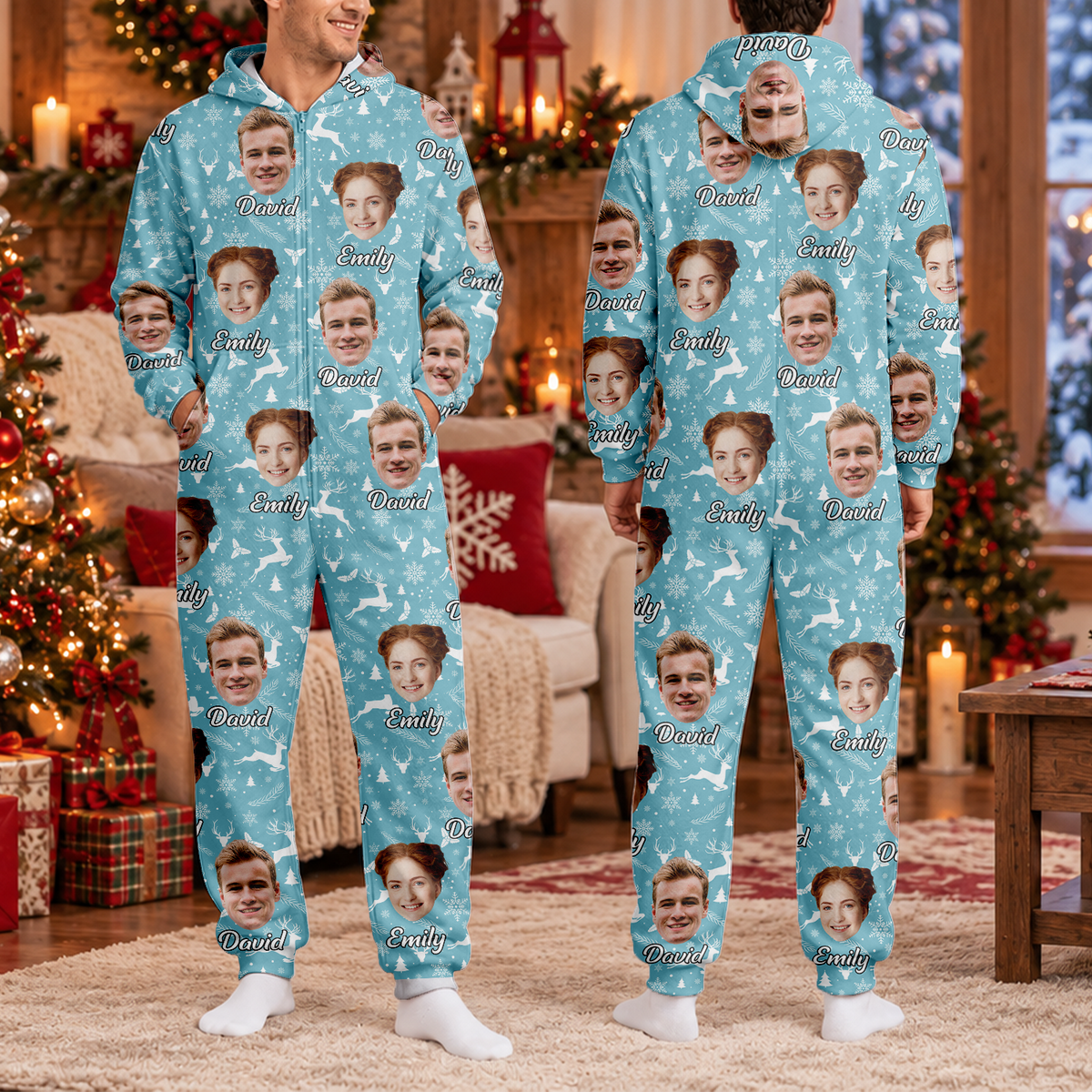 Custom Face & Name Christmas Onesie Pajamas Christmas Gift TH10 171179