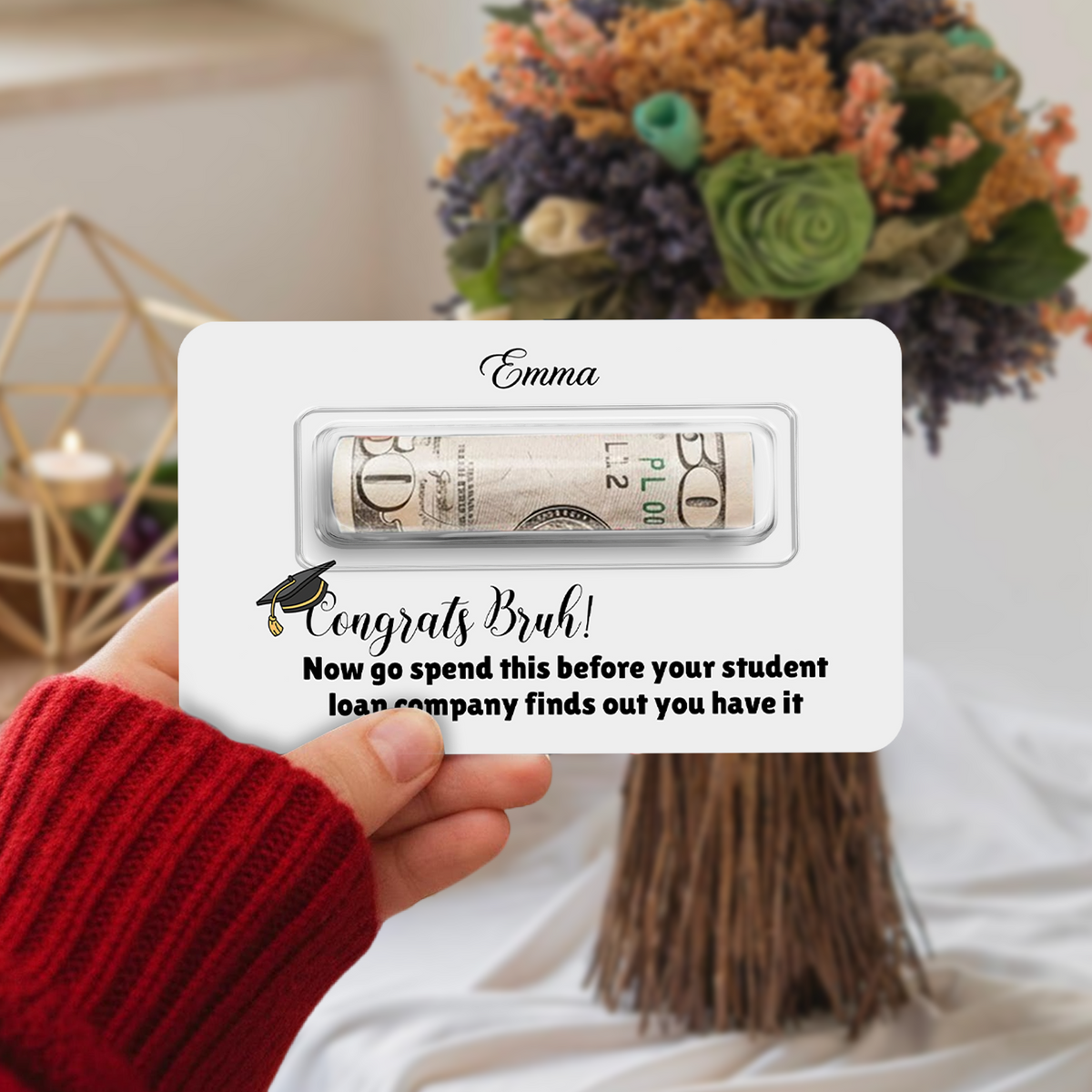 Custom Name Funny Graduation Money Card Holder - Personalized Class of 2026 Cash Gift Holder CH07 895582