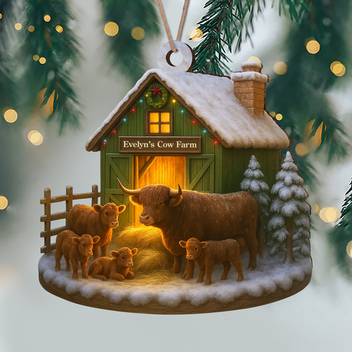 Custom Name Highland Cow Farm Wood Ornament – Christmas Gifts LM32 895619
