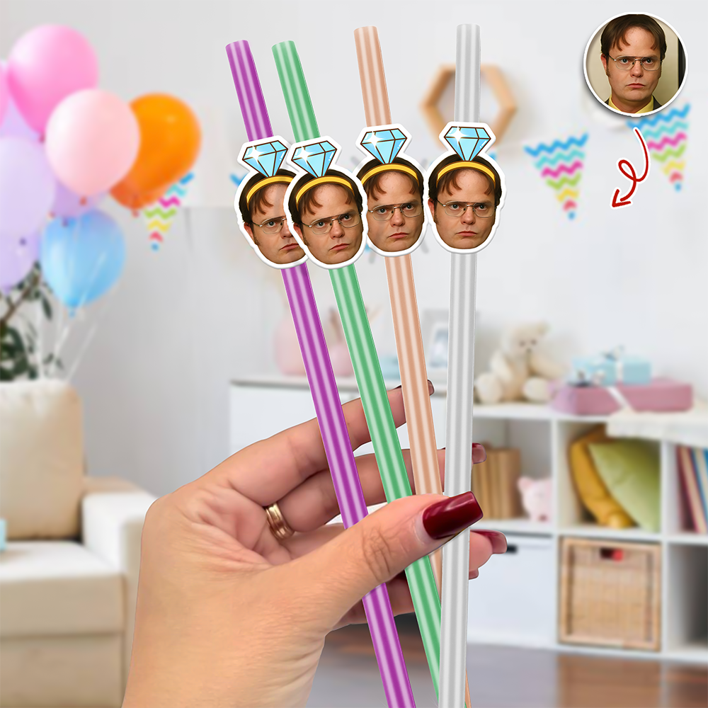 Custom Photo Colorful Straws for Birthday, Graduation, Wedding, Bachelorette Party Favors HA75 921206