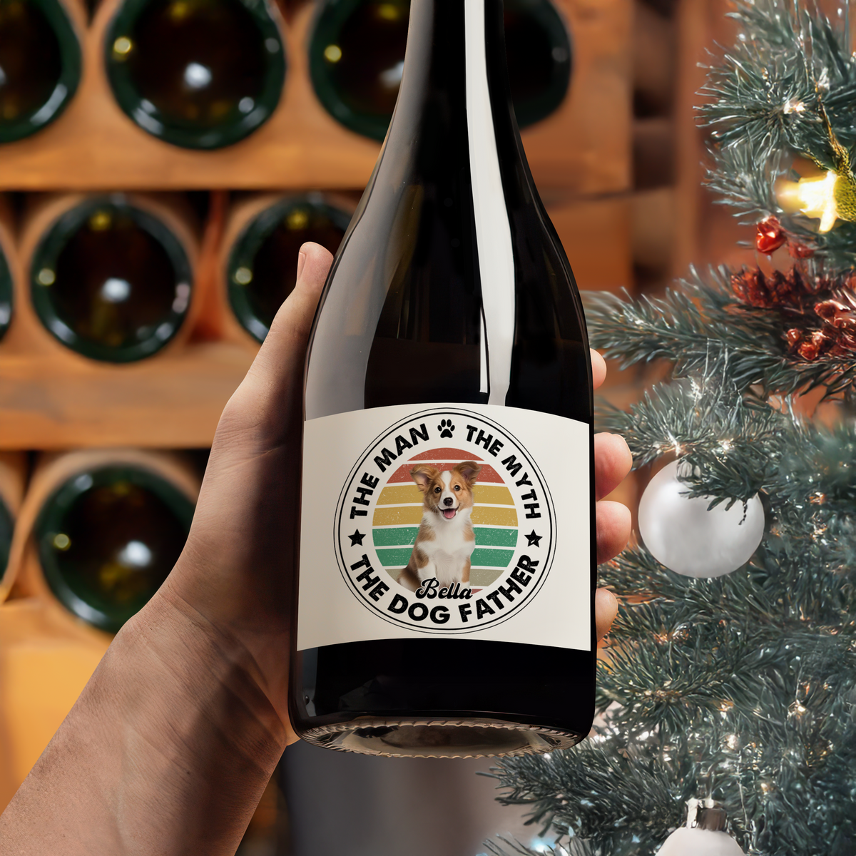 Custom Photo The Man The Myth The Dog Father Wine Label LM32 893893