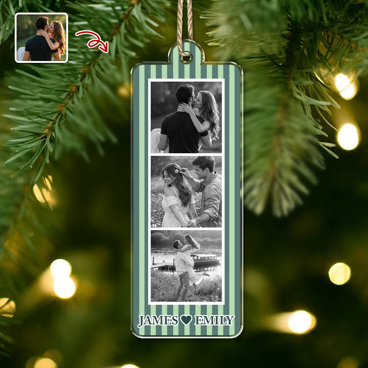 Custom Mini Photo Booth Strip Acrylic Ornament Personalized Couple Photos Gift CH07 180412