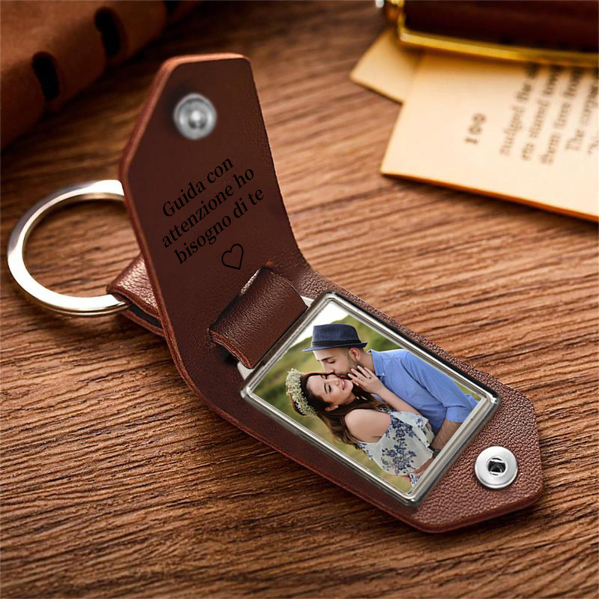 Custom Photo I Love You Daddy Metal Tag Leather Keychain - Father's Day Gift LM32 669139