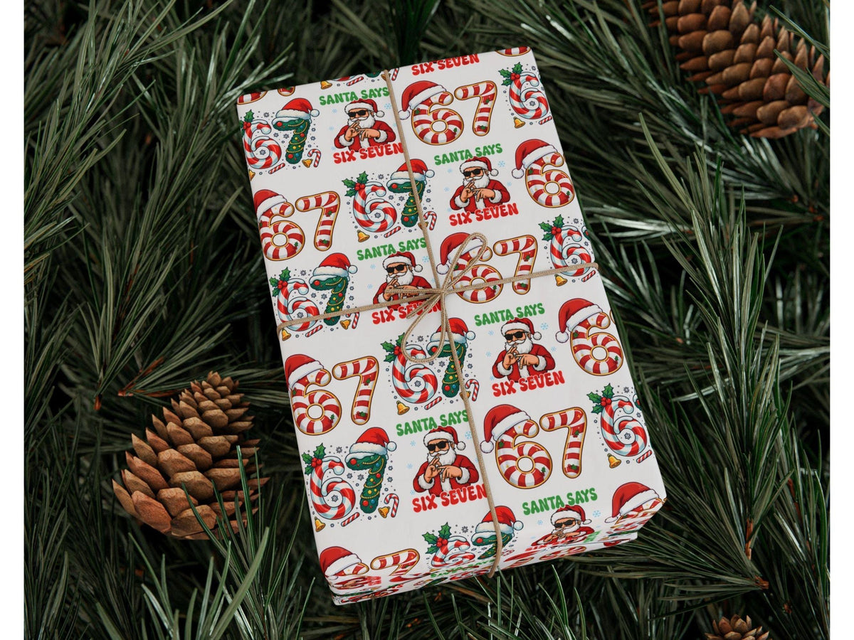67 Rapping Paper Santa Says Six Seven - 67 Meme Christmas Gift Wrapping Paper ...