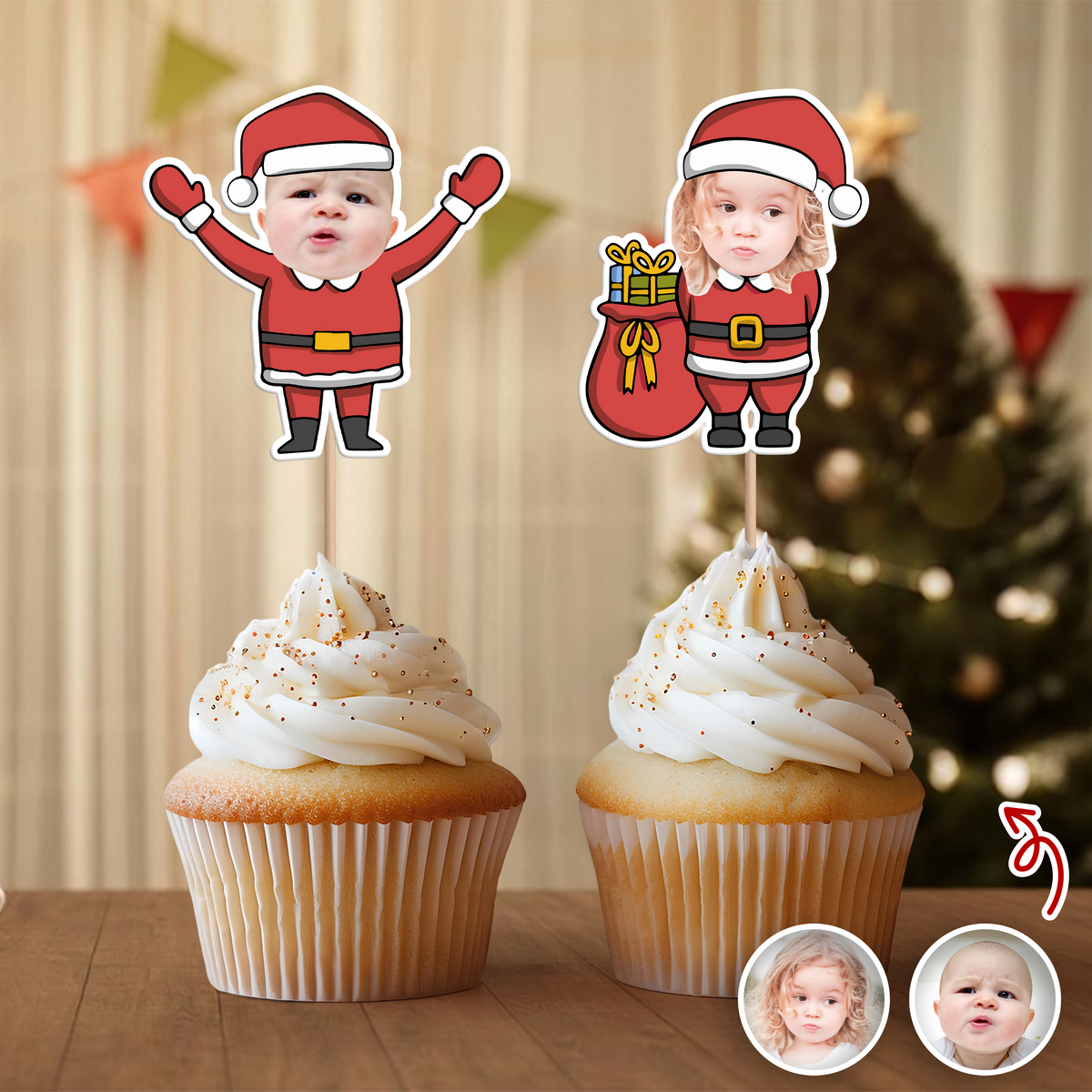 Custom Funny Photo Christmas Cupcake Toppers Xmas Decor TH10 894765