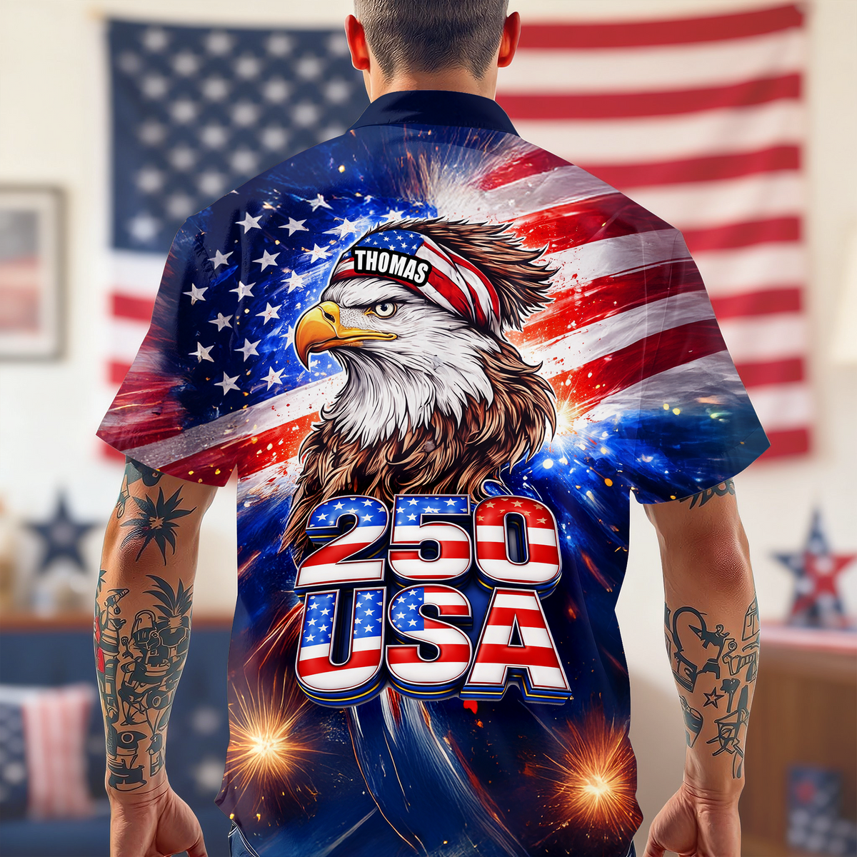 Personalized Name America 250 Eagle Patriotic Hawaii Shirt HA75 921008