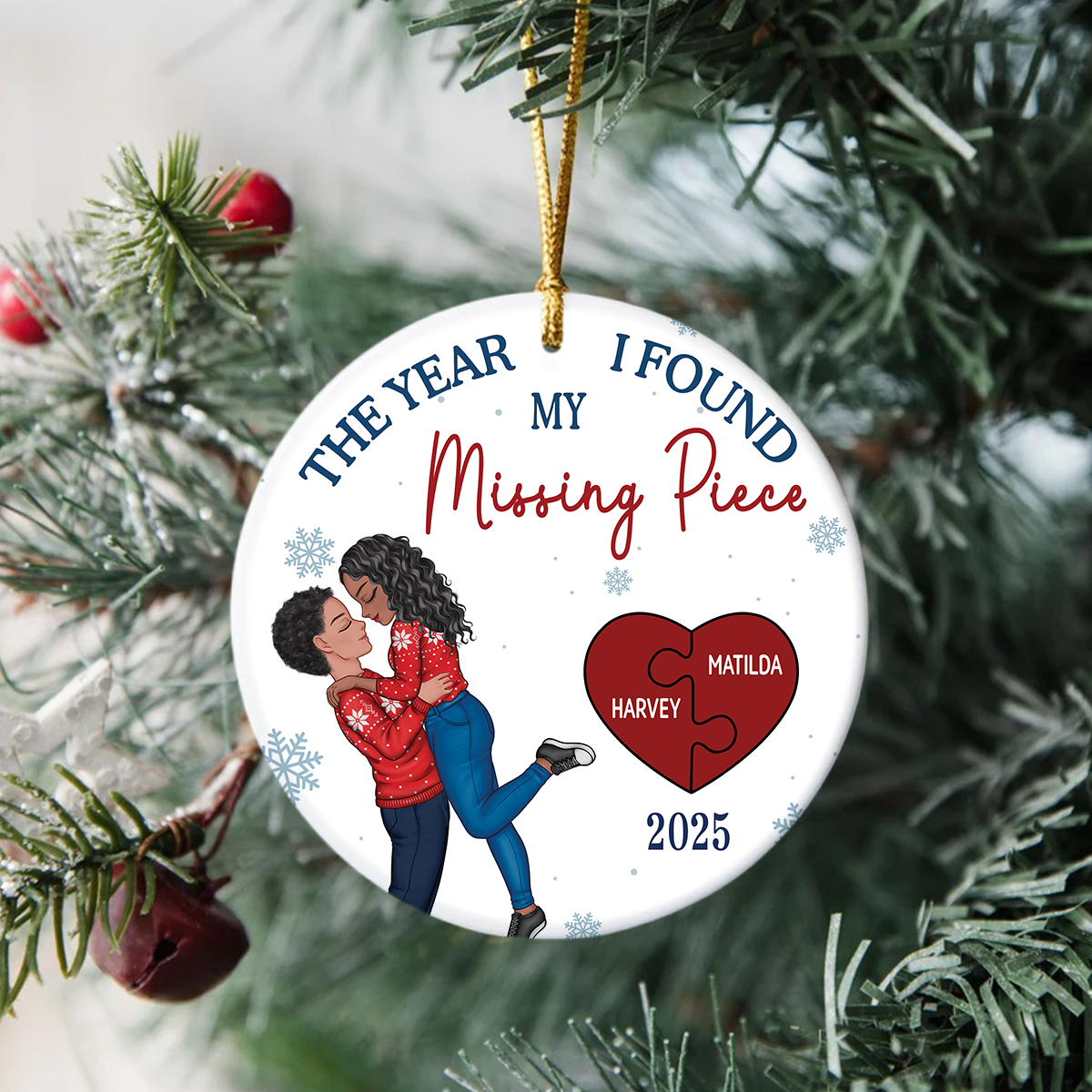 The Year I Found My Missing Piece - Personalized Ceramic Ornament Gift For Couple LM32 895595