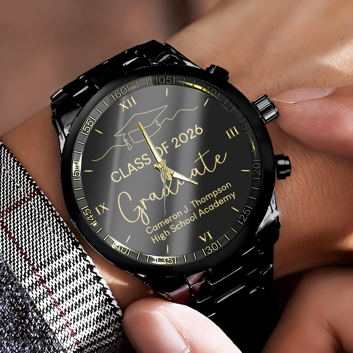 Custom Name Class of 2026 Graduation Men’s Watch – Personalized Graduate Gift CH07 910278