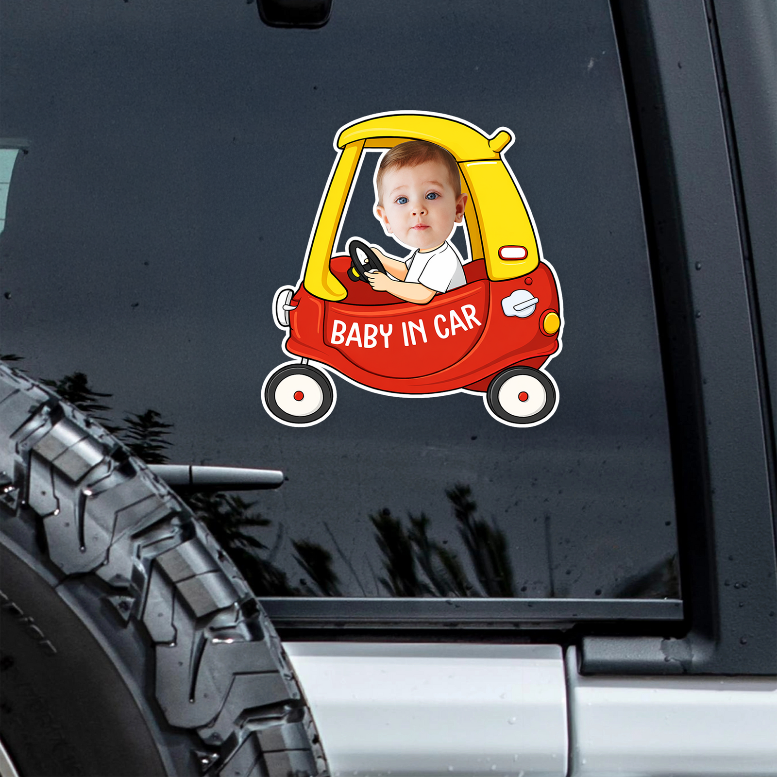 Custom Photo Baby In Car -  Personalized Car Window Decal Sticker Gift For Family CH07 910320