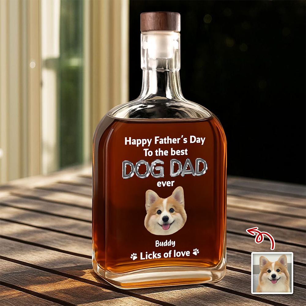 Custom Photo Happy Father's Day To The Best Dog Dad Ever Whiskey Bottle HA75 921390