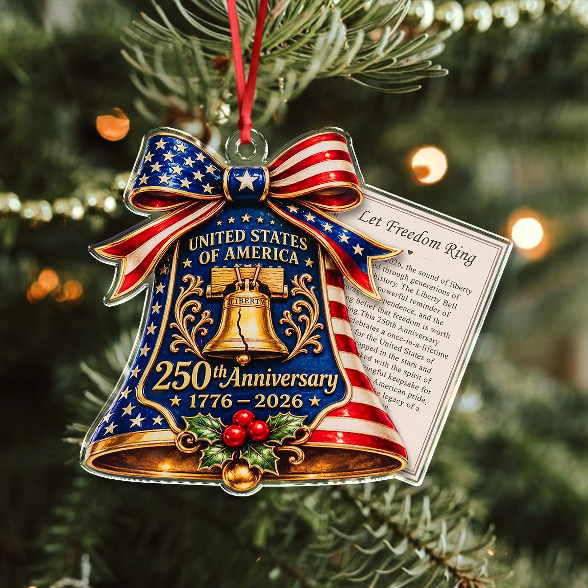 250 Anniversary USA Acrylic Ornament Christmas Tree Decor, Patriotic Keepsake Gift HA75 919436