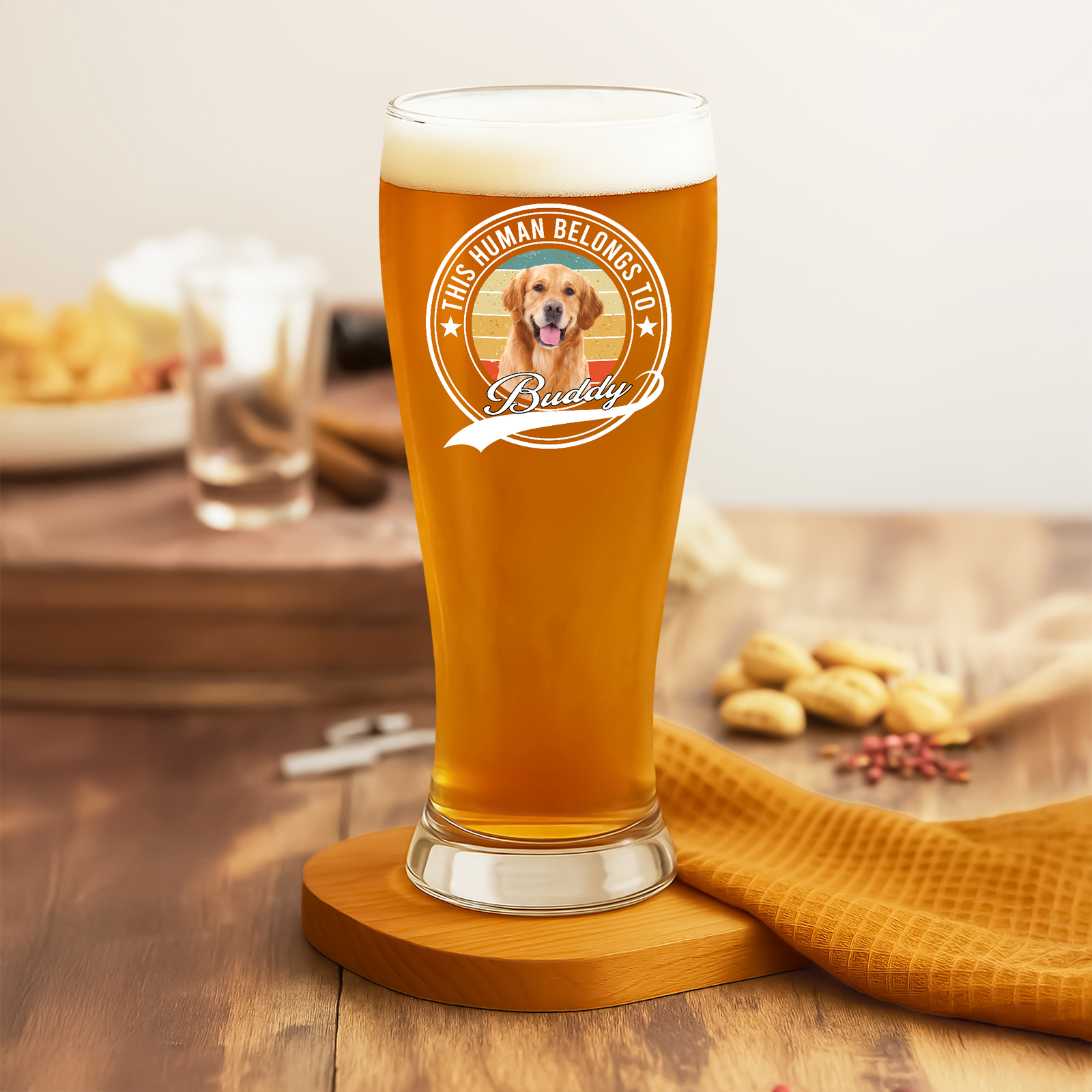 Custom Photo Human Belongs To Dog Cat Pet Pilsner Glass HA75 892886