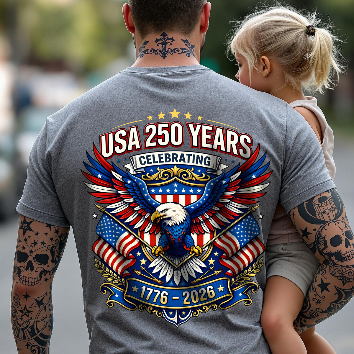 Celebrate USA 250 Years Eagle Patriotic Back Shirt 1776-2026 250th Anniversary Dark Shirt CH07 911052