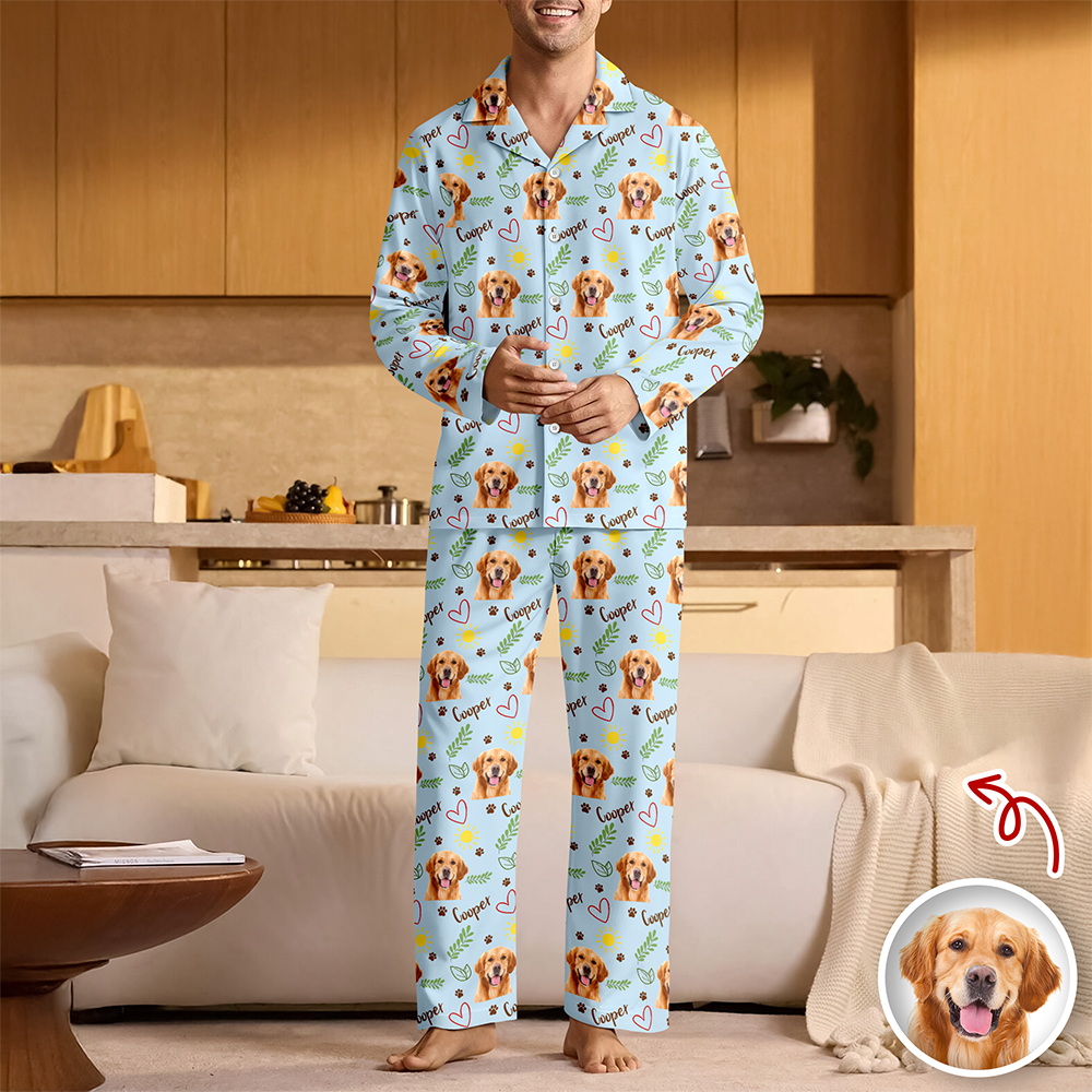 Custom Cute Dog Face Lovely Pattern Christmas Pajamas For Dog Lovers LM32 895725