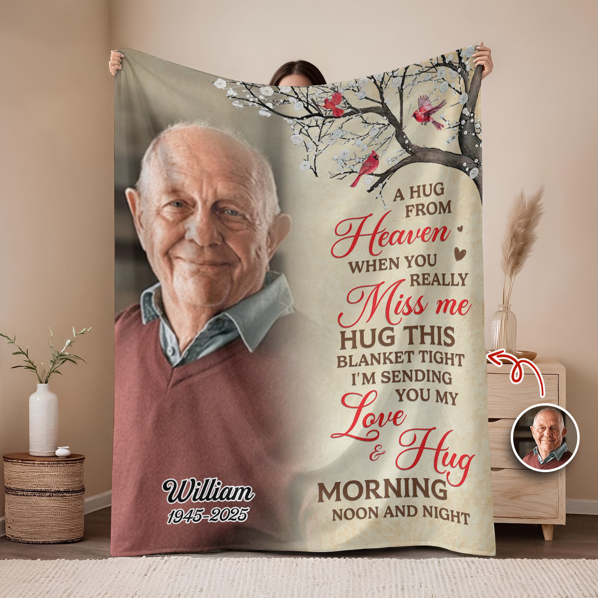 When You Really Miss Me Hug This Blanket Custom Memorial Photo Blanket CH07 896494