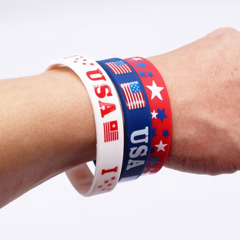 American Flag USA Laser Engraved Silicone Bracelet LM32 899735