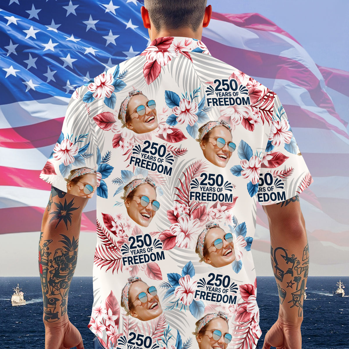 Custom Photo America 250 Years Of Freedom Anniversary Hawaiian Shirt HO82 902118