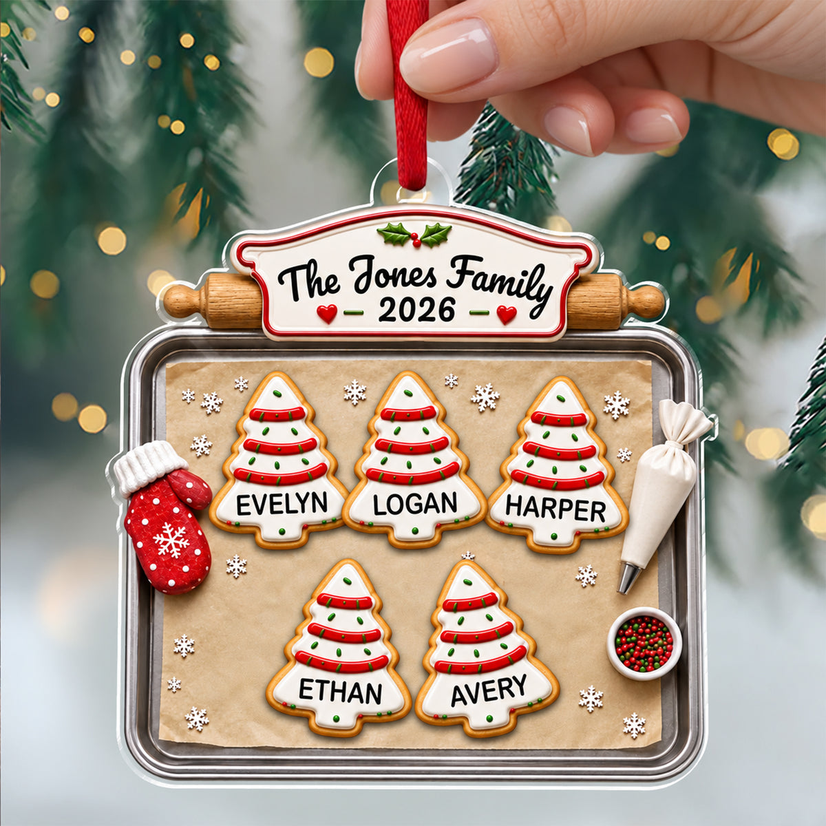 Personalized Family Cookie Baking Tray Christmas Acrylic Ornament TH10 171133