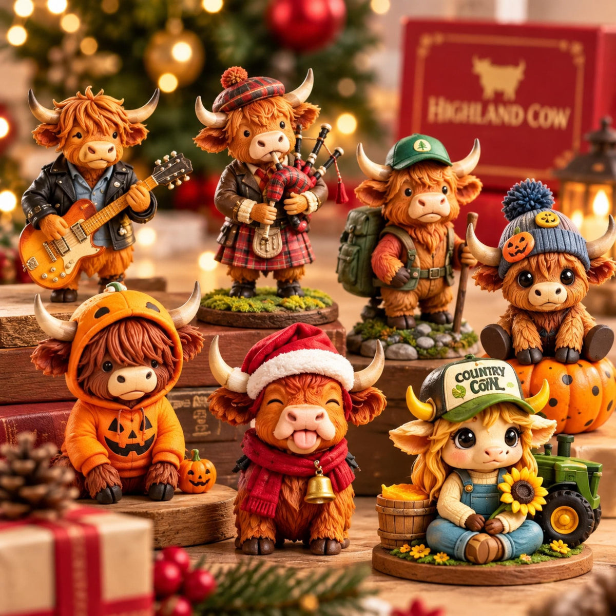 24 Days Christmas Highland Cow Advent Calendar 2026, Figurines Farmhouse Holiday Decor LM32 670173