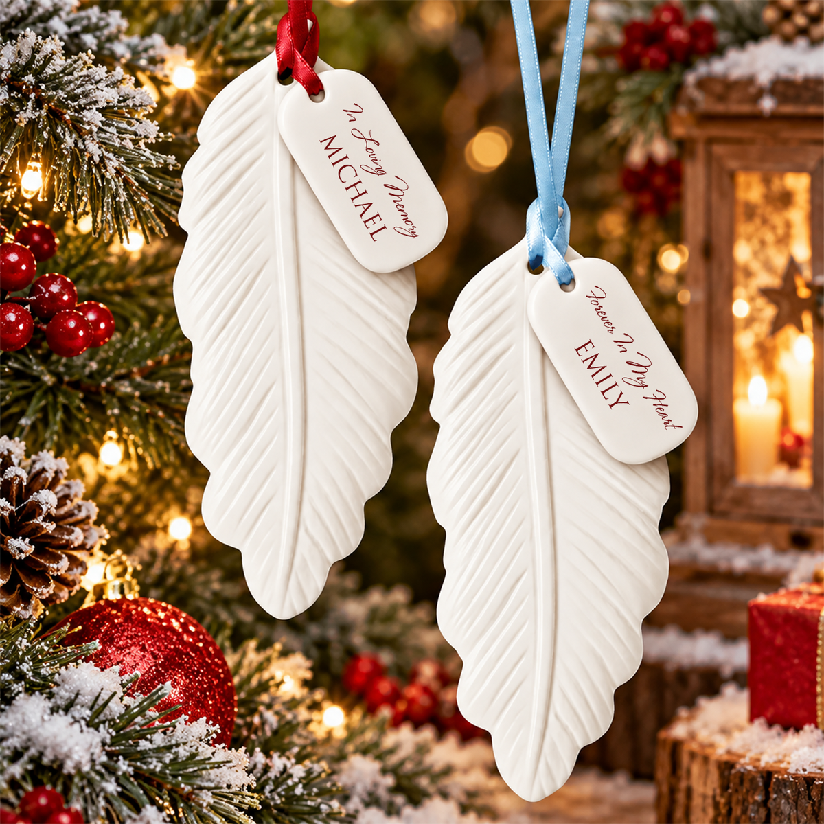 Personalized In Loving Memory Feather Ceramic Ornament HO82 903800