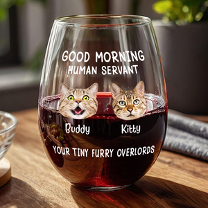 Custom Face Cat Happy Mother's Day Human Servant Wine Glass HA75 892256