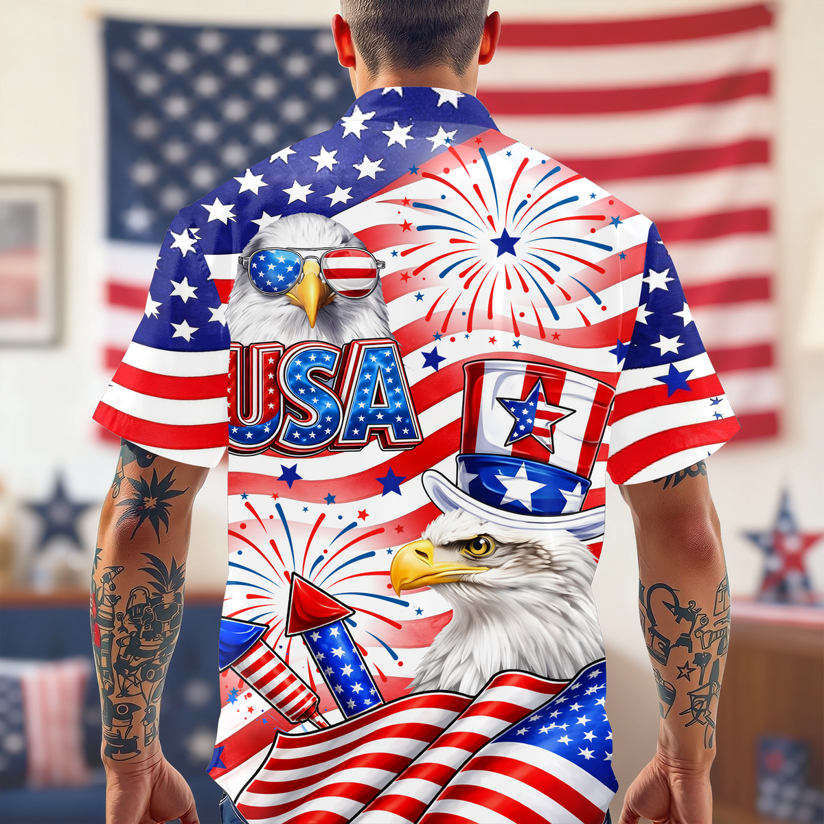 America Flag Eagle Patriotic Hawaii Shirt HA75 921004