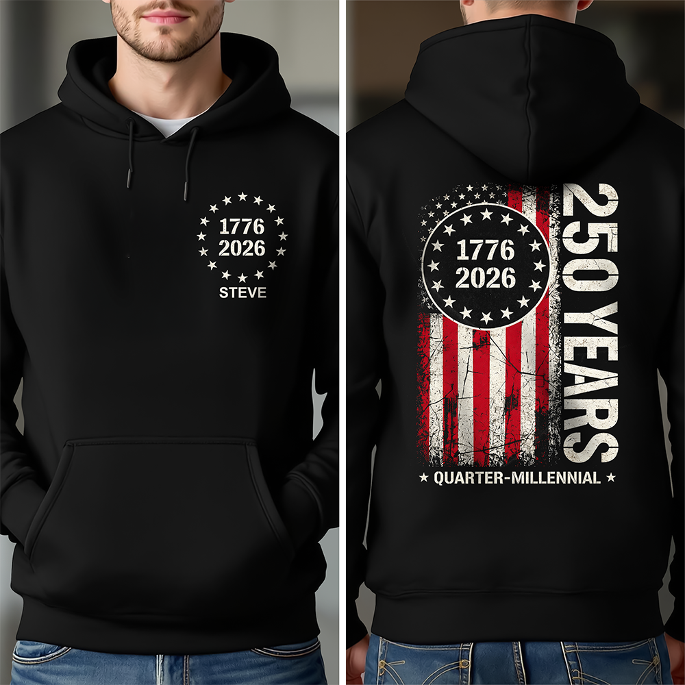 Custom Name 1776–2026 250 Years Quarter Millennial American Front & Back Dark Shirt TH10 169293