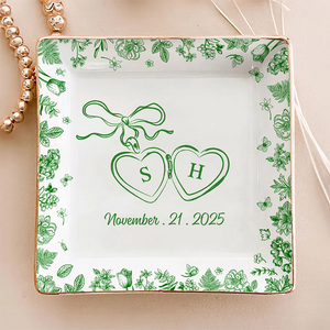 Personalized Toile De Jouy Style Jewelry Dish Wedding Gift for Couple HA75 898406