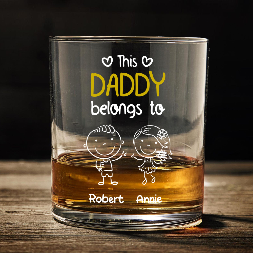 This Grandpa Belongs To Us Whiskey Glass Personalized Gift For Family HO82 894762