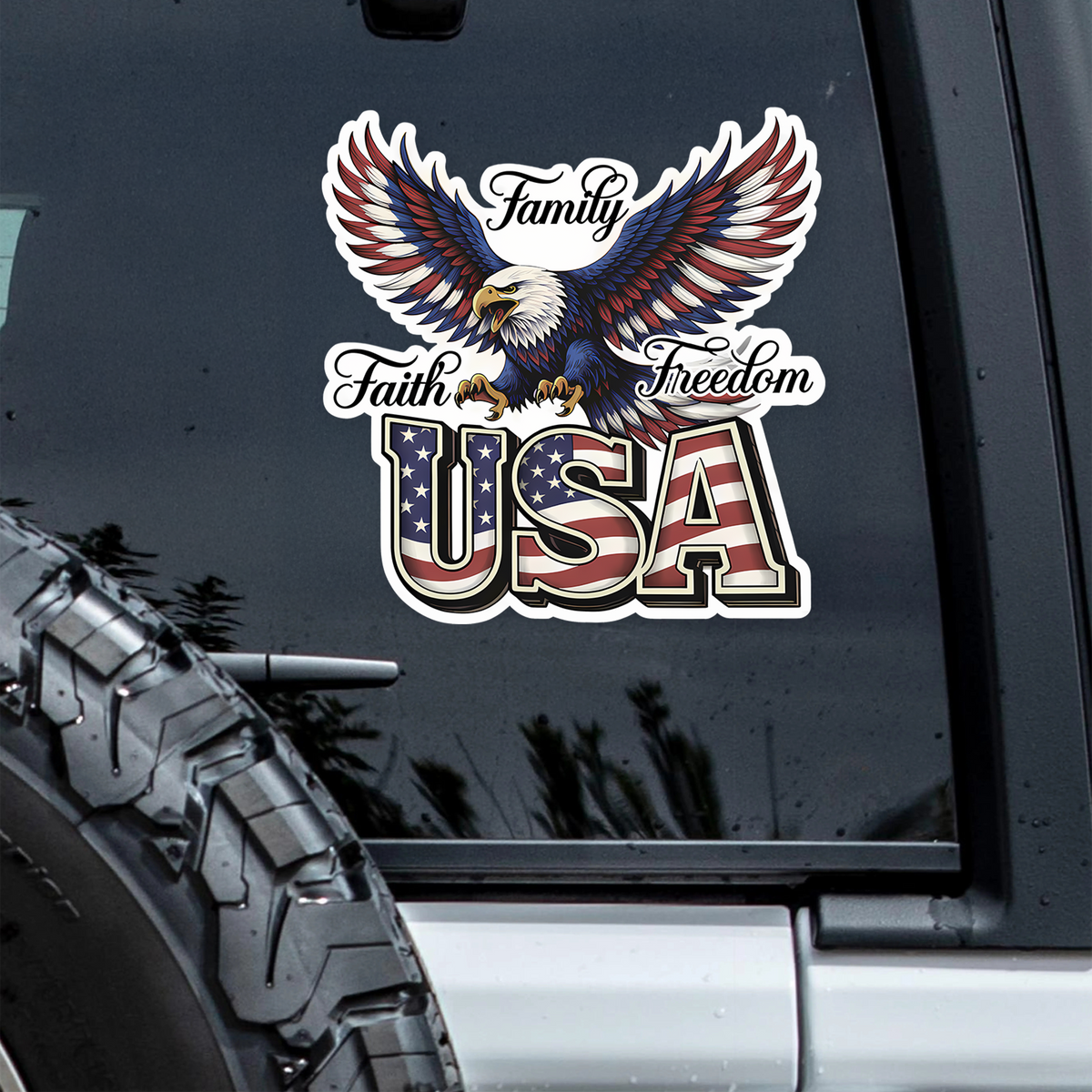 USA Family Faith Freedom Car Window Decal Sticker TH10 898889