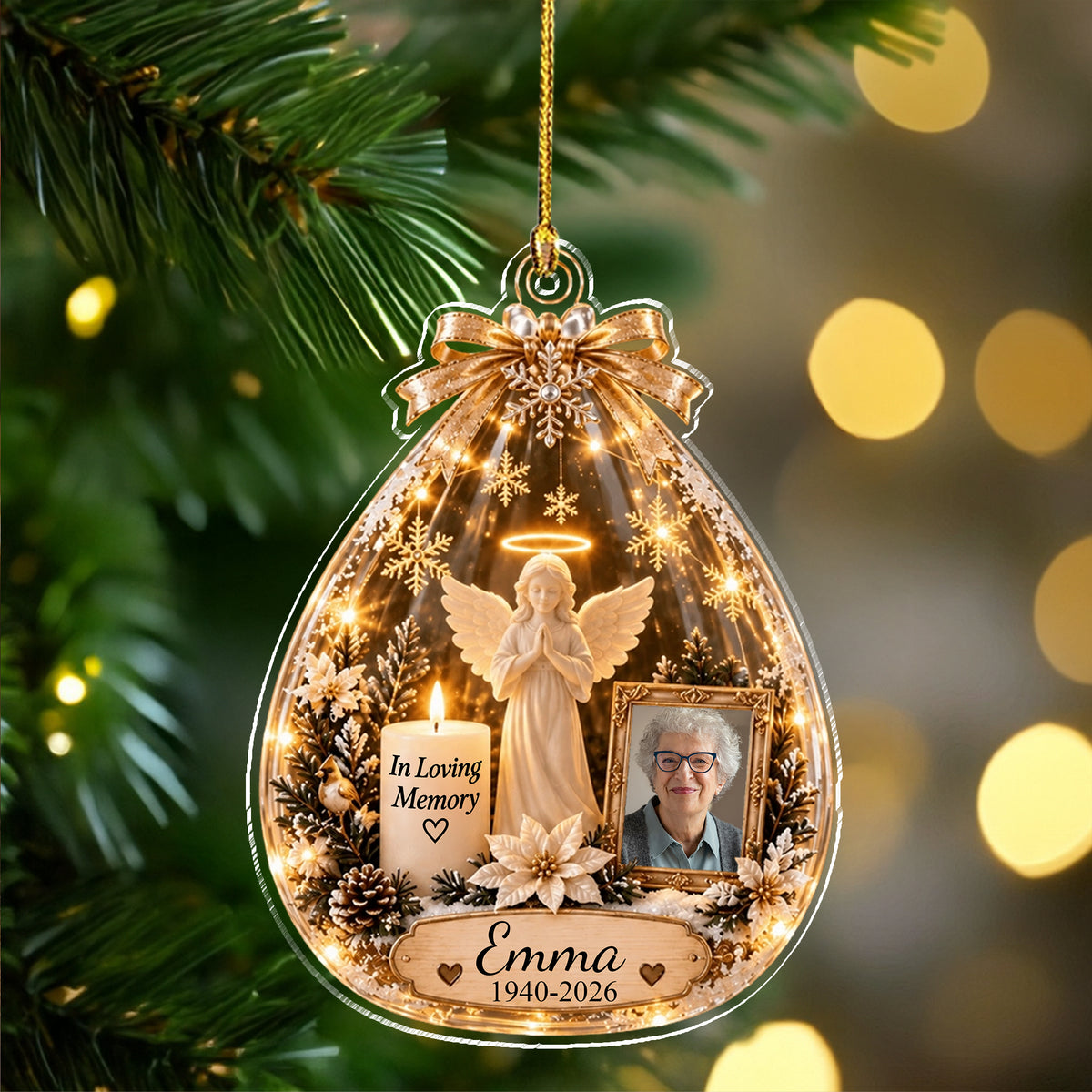 Custom Photo Forever In Our Hearts Memorial Acrylic Ornament TH10 171469