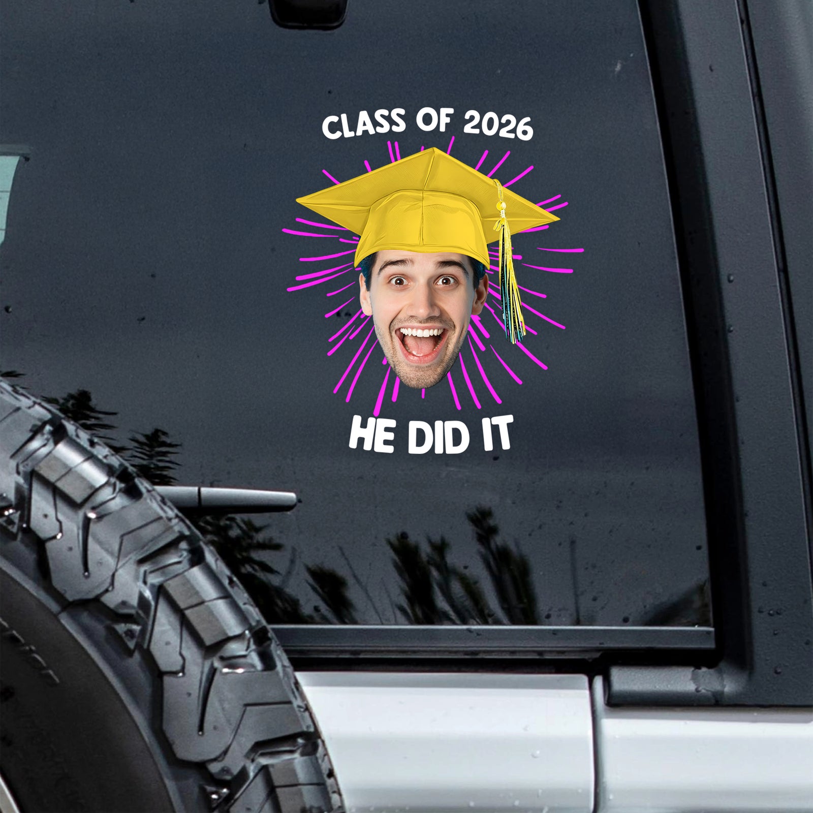 Custom Photo He/She Did It Class Of 2026 Graduation Car Window Decal Sticker TH10 169623