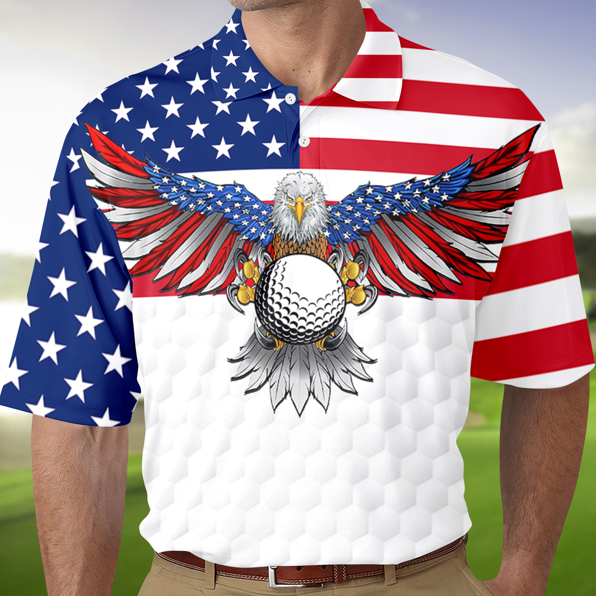 Custom Name Eagle US Flag Personalized Patriotic Polo Shirt HA75 920392