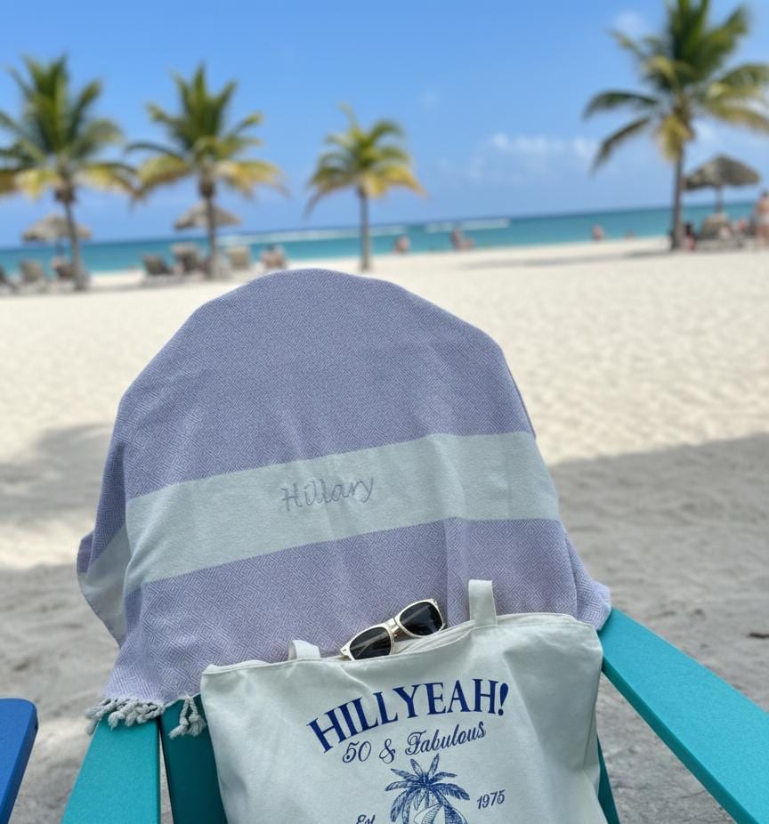 Personalized Name Turkish Beach Towel, Pool Towel- Holiday Gift, Party Gifts, Mother's Day, Bachelorette Favor Towel Gift LM32 899897