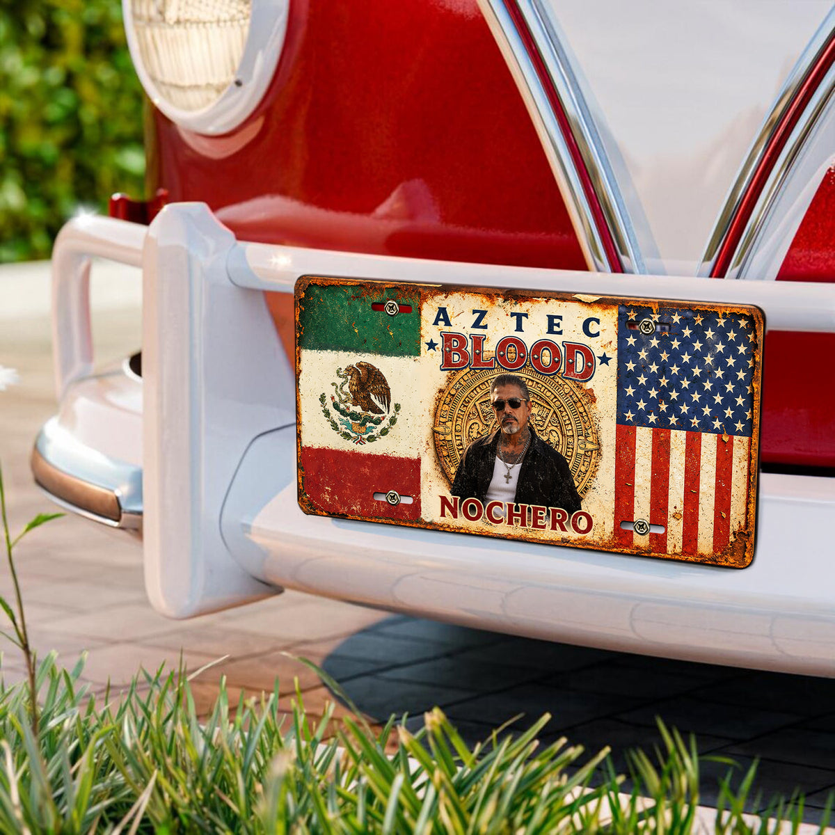 Personalized Aztec Blood Mexican American Pride Vintage License Plate HO82 902112