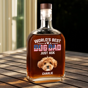 Custom Photo American Best Dog Dad - Personalized Whiskey Bottle HO82 894144