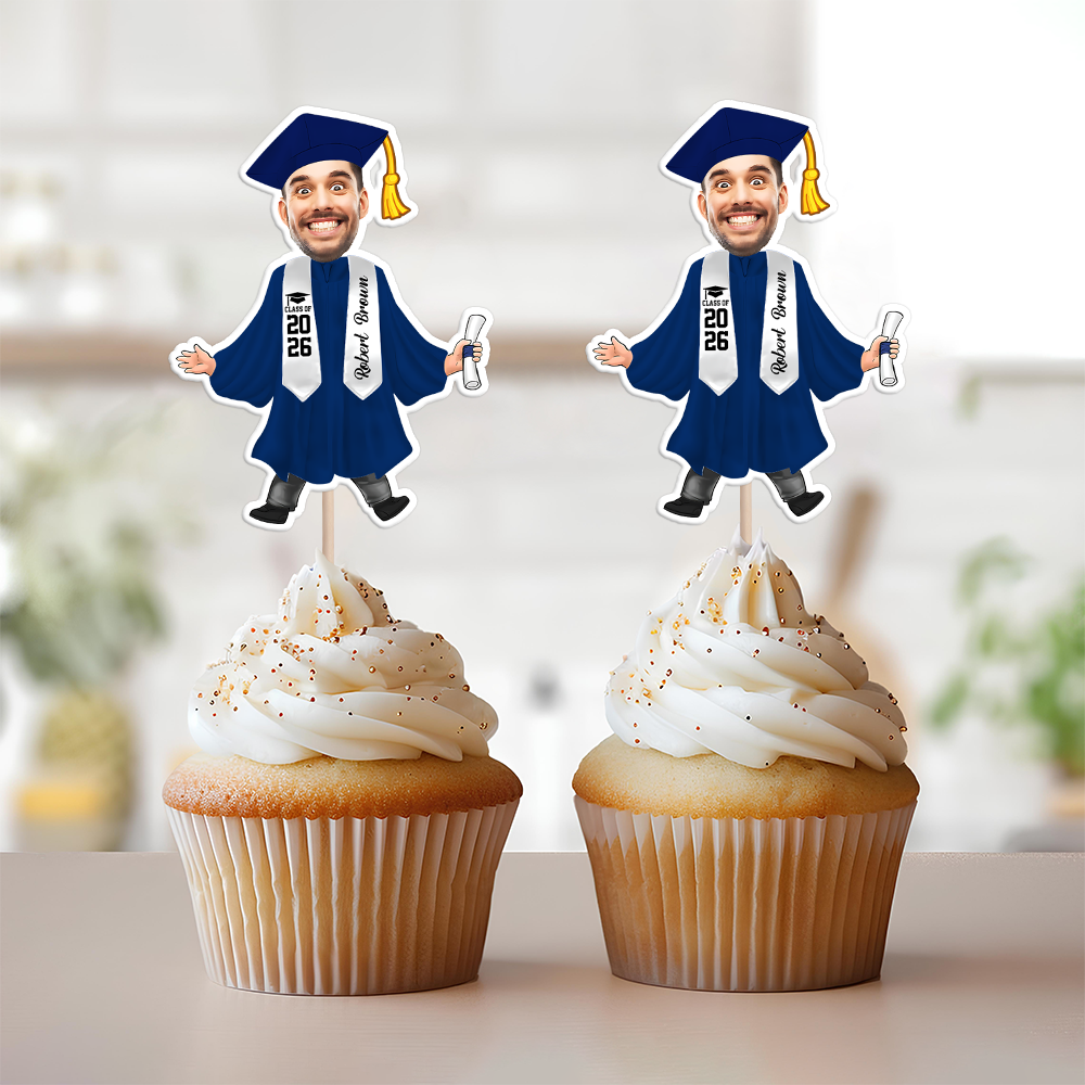 Custom Photo Graduation Gift - Personalized Cupcake topper, Class Of 2026, High School Graduation Gift, Photo Portrait Cupcake Topper HO82 901398